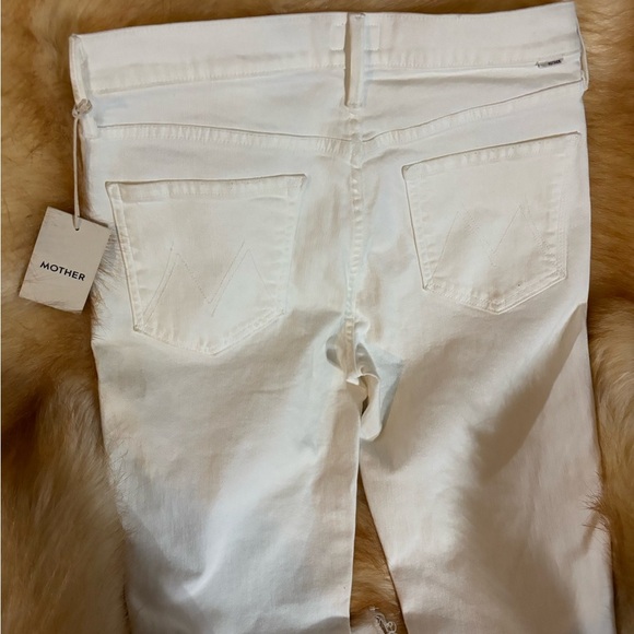 Mother 'The Mid Rise' White Dazzler Ankle Fray Denim Jean Size 31 New with tags - Picture 5 of 14